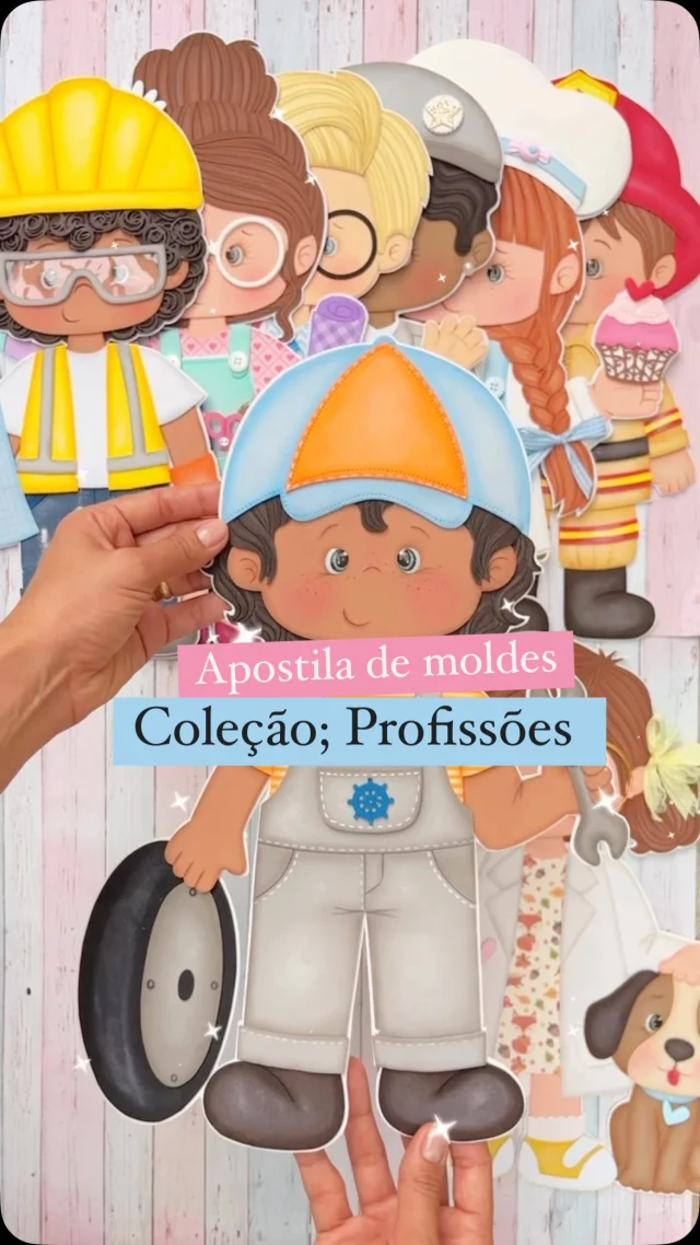 Já imaginou ensinar as profissões para as crianças com esses apliques lindos?! 
Você pode fazer seus personagens também… usando nossas apostilas de moldes.
O dia do trabalhador está chegando e preparamos esse lançamento especial para vocês!

Coleção;Profissões 

12 crianças representando profissões diferentes.
A apostila é em PDF, com os moldes,lista de materiais, lista de fornecedores e fotos!

Comprando o combo até sexta-feira (25/04/2025)
Além de ter um super desconto… você ganha de brinde o arquivo com os desenhos para colorir.

Se preferir, você também pode adquirir as apostilas individualmente.
Compre no site www.ateliegiselesouza.com.br

E baixe sua apostila na hora!

@clubedoeva 
@encantosdabibi1 
@flaviaolhinhosadesivo 
@tekbondartesanato 
@raquelgallete